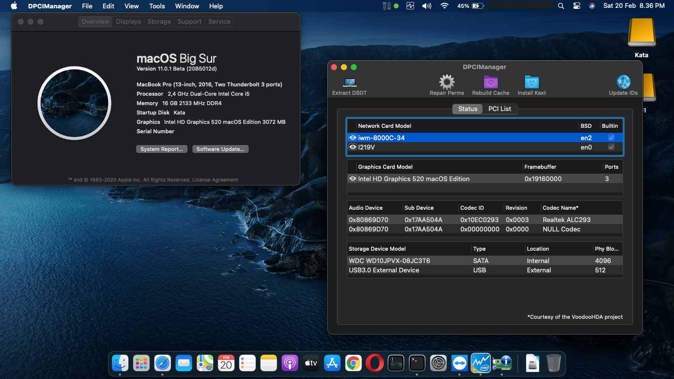 Success Hackintosh macOS Big Sur Beta 11.0.1 Build 20B5012d in Lenovo Thinkpad X260